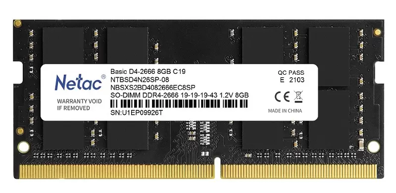 Оперативная память Netac 8Gb DDR4 2666MHz SO-DIMM (NTBSD4N26SP-08) 