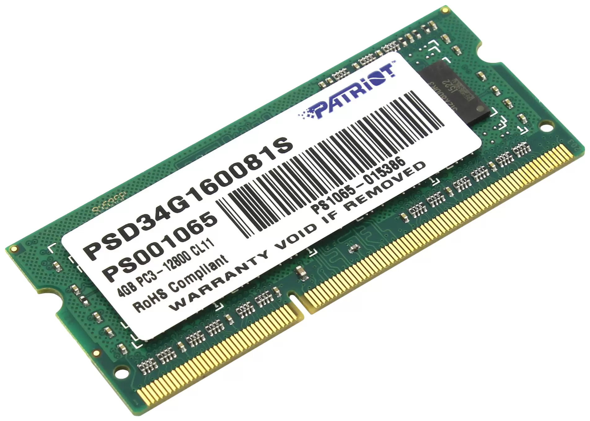 Оперативная память Patriot 4Gb DDR-III 1600MHz SO-DIMM (PSD34G1600L81S) - VLARNIKA в Луганске