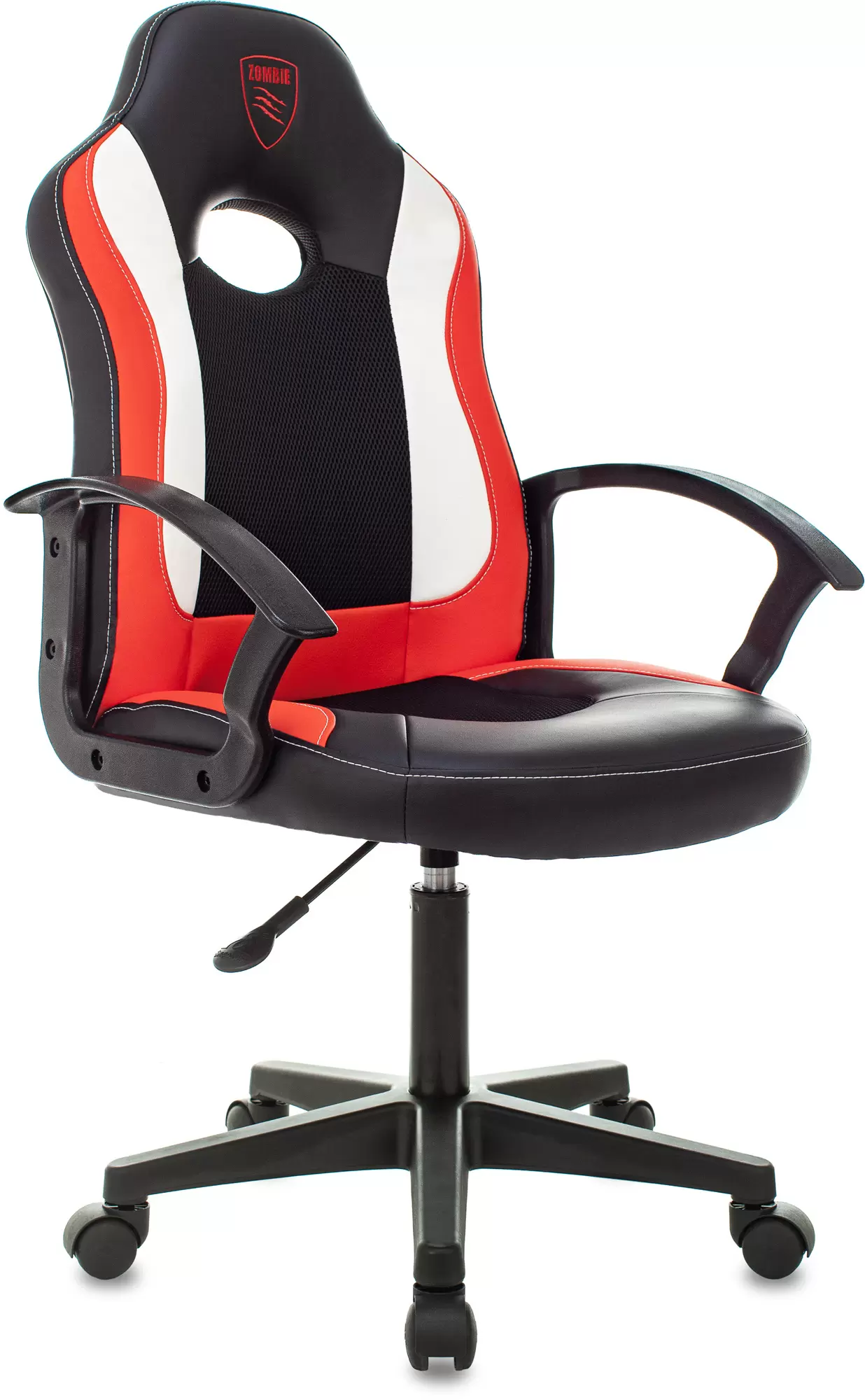 Кресло игровое ZOMBIE 11LT RED черный/красный, текстиль/эко.кожа, крестовина пластик - VLARNIKA в Донецке