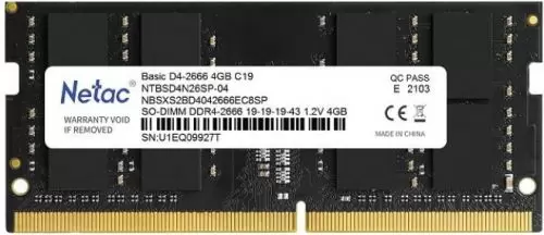 Оперативная память Netac 4Gb DDR4 2666MHz SO-DIMM (NTBSD4N26SP-04) 