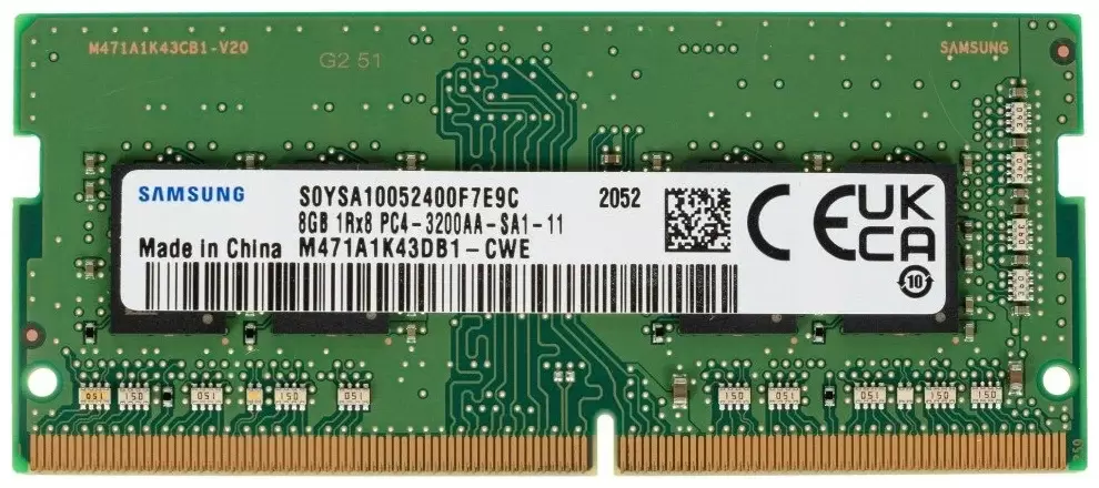 Оперативная память Samsung 8GB DDR4 SO-DIMM (M471A1K43DB1-CWE), DDR4 1x8Gb, 3200MHz - VLARNIKA в Донецке