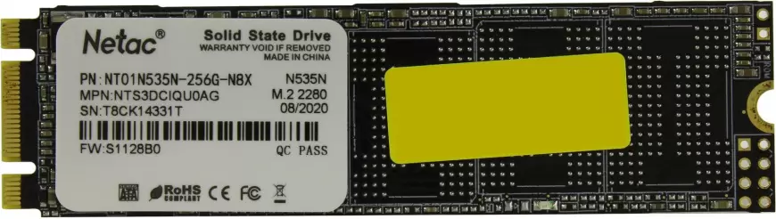 SSD накопитель Netac N535N M.2 2280 256 ГБ (NT01N535N-256G-N8X) 