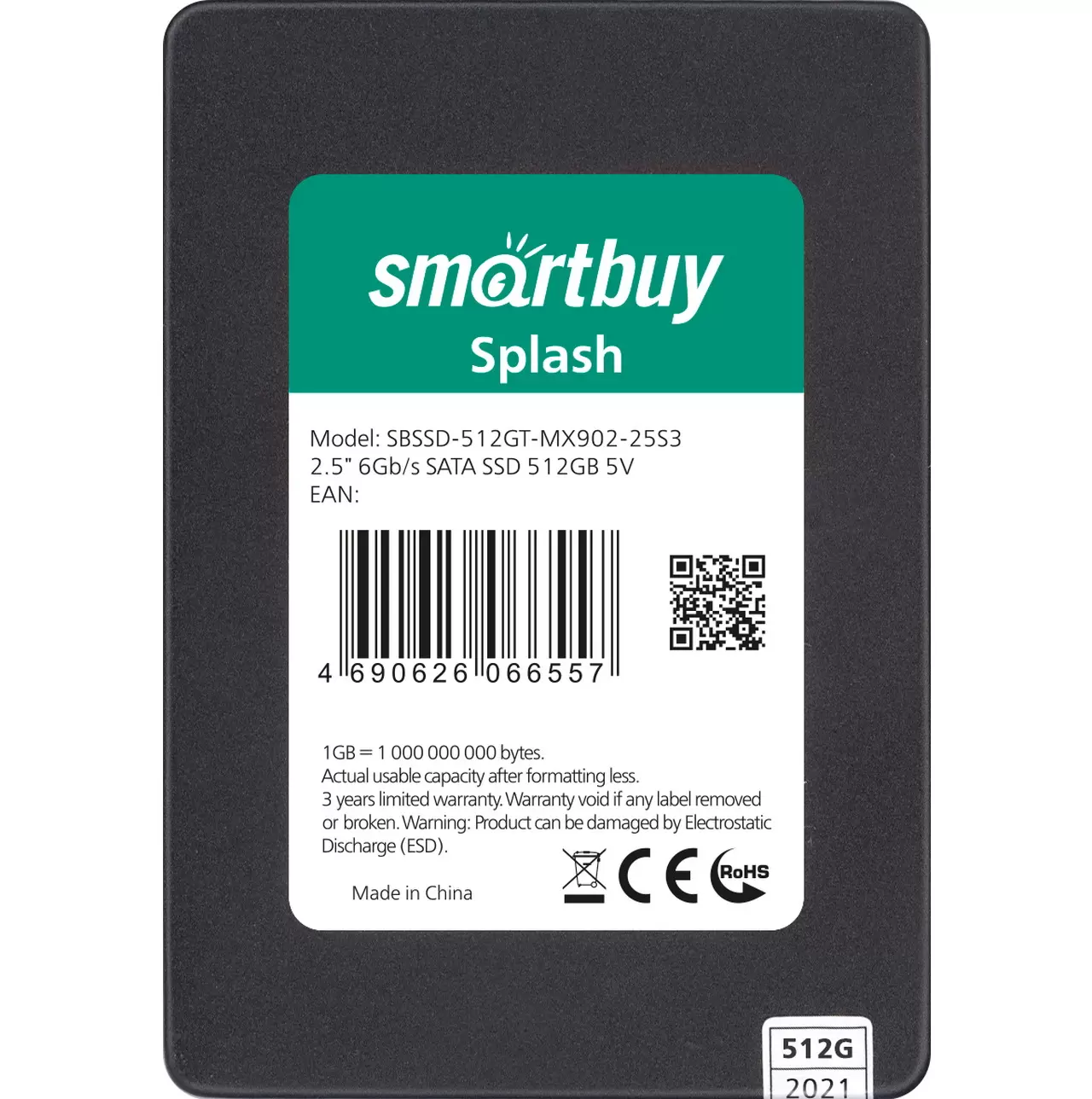 SSD накопитель SmartBuy Splash mk1 2.5" 512 ГБ (SBSSD-512GT-MX902-25S3) - VLARNIKA в Донецке