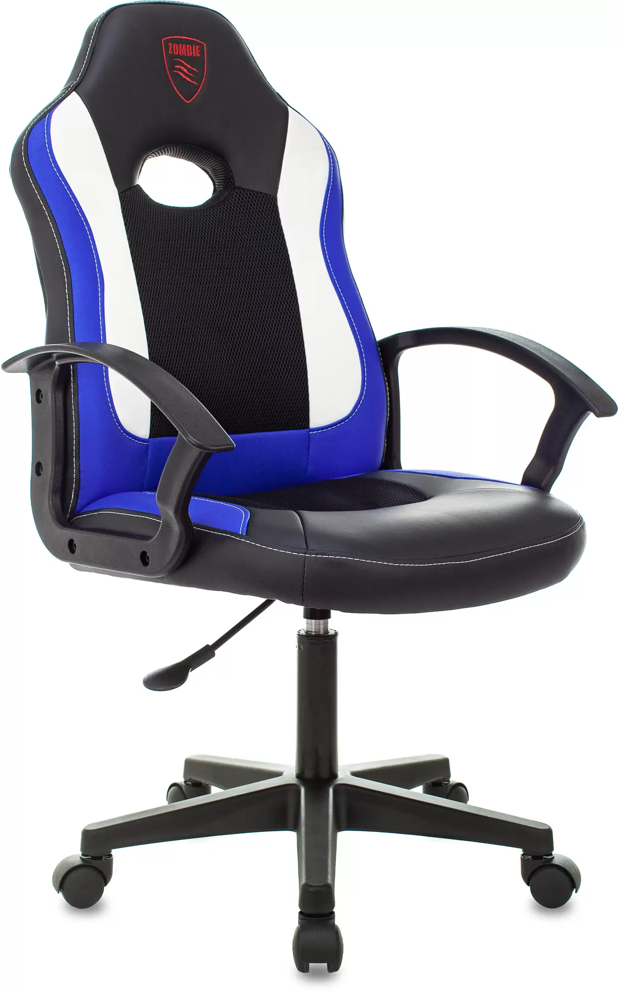 Кресло игровое ZOMBIE 11LT BLUE черный/синий, текстиль/эко.кожа, крестовина пластик - VLARNIKA в Донецке