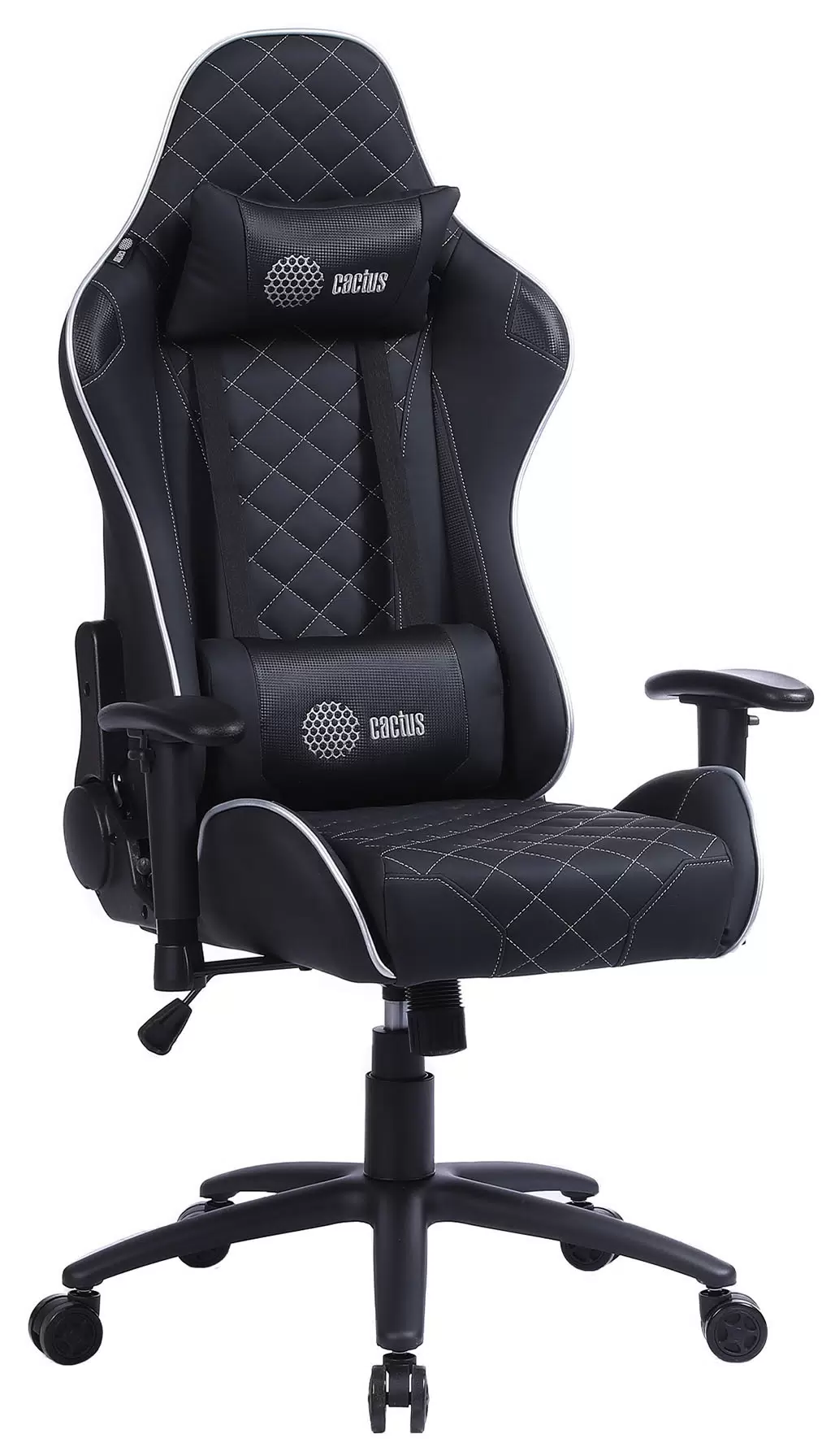 Кресло игровое Cactus CS-CHR-030BLS черный/серебряный эко.кожа металл 