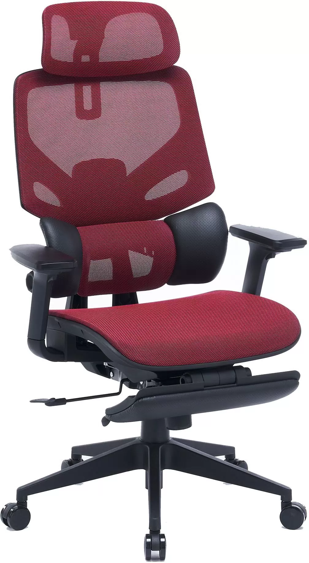 Кресло CACTUS CS-CHR-MC01-RD красный сет./эко.кожа с подголов. крестов. пластик 
