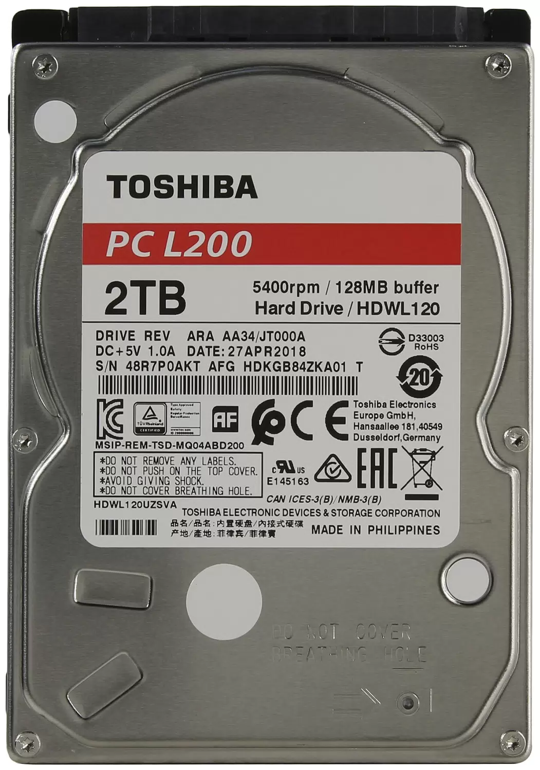 Жесткий диск Toshiba L200 2ТБ (HDWL120UZSVA) 
