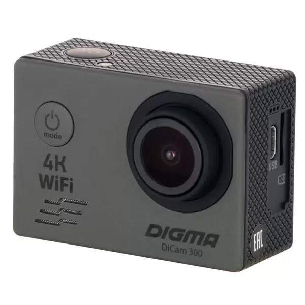 Видеокамера экшн Digma DiCam 300 Grey 