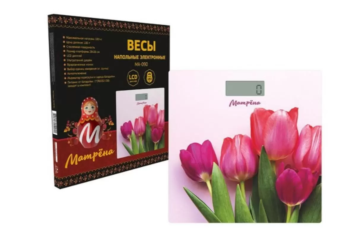 Весы напольные МАТРЁНА МА-090 тюльпаны - VLARNIKA в Донецке