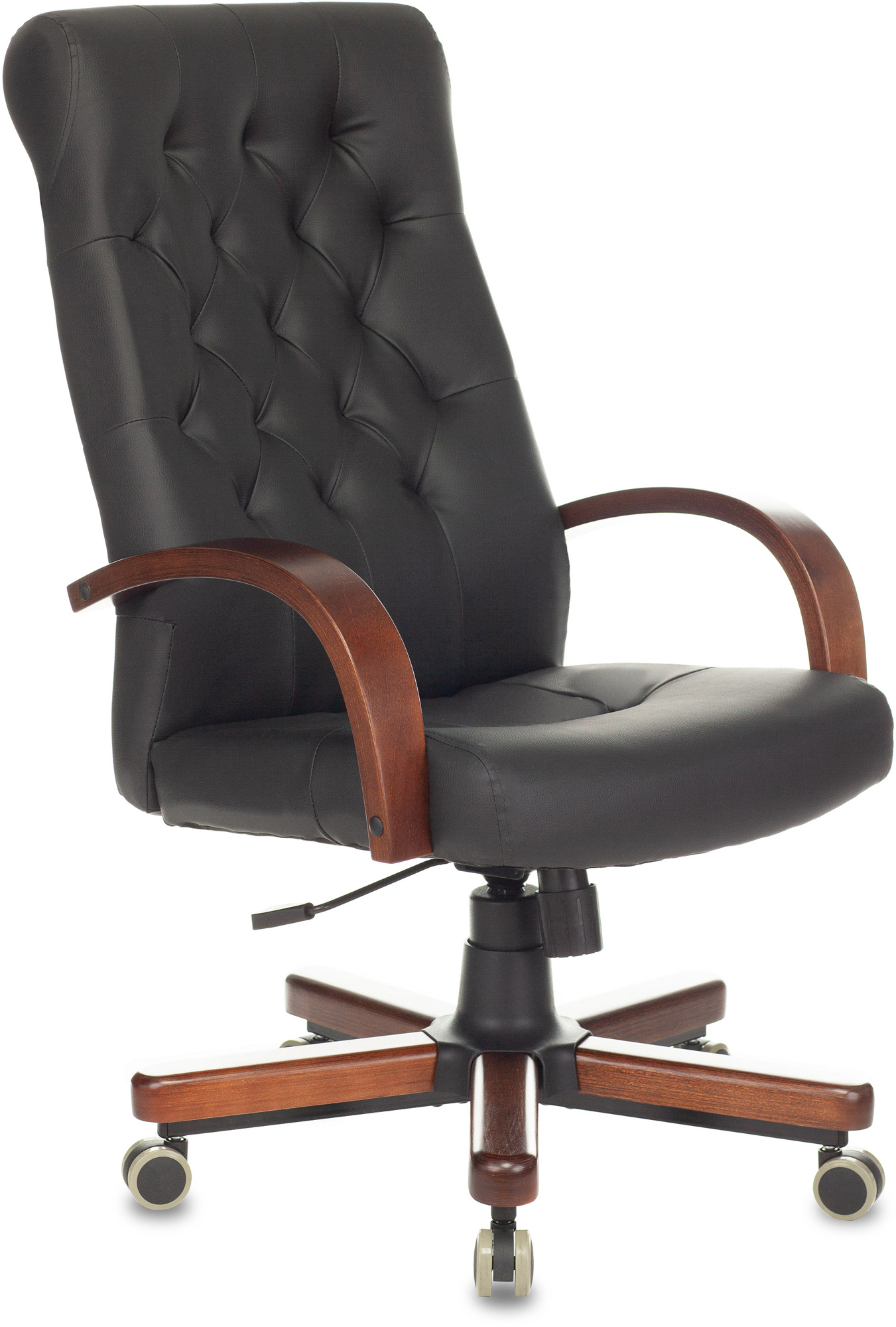 Кресло руководителя Бюрократ T-9928WALNUT/ECO черный, эко.кожа, крестовина металл/дерево 