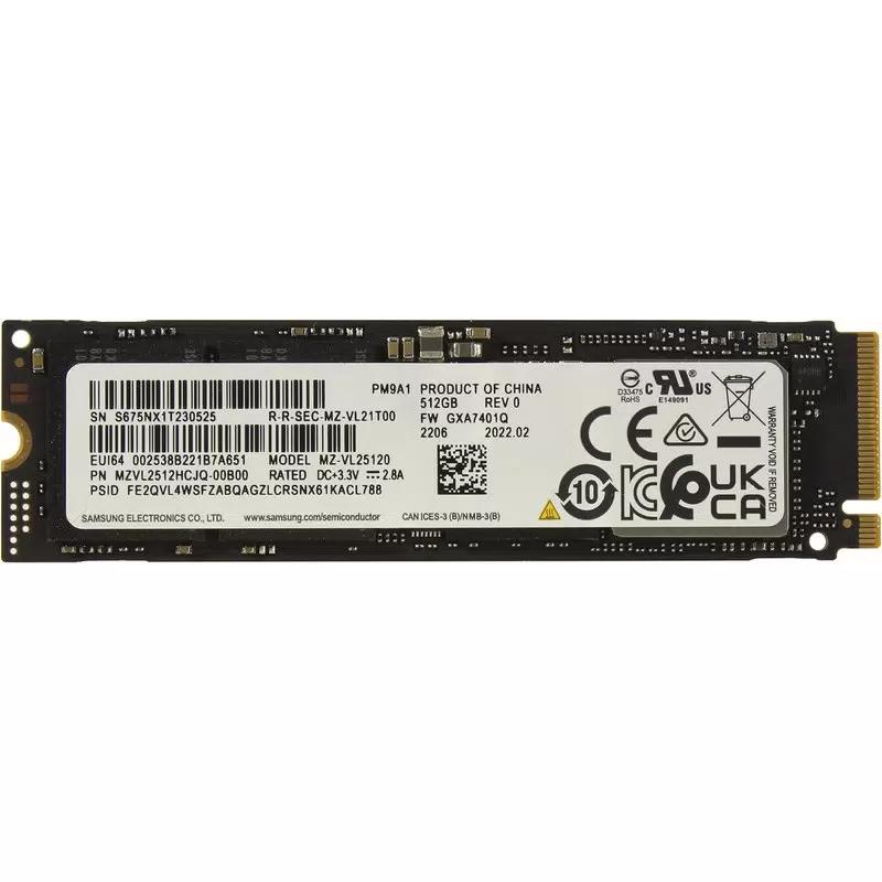 SSD накопитель Samsung MZVL2512HDJD-00B07 M.2 2280 512 ГБ 