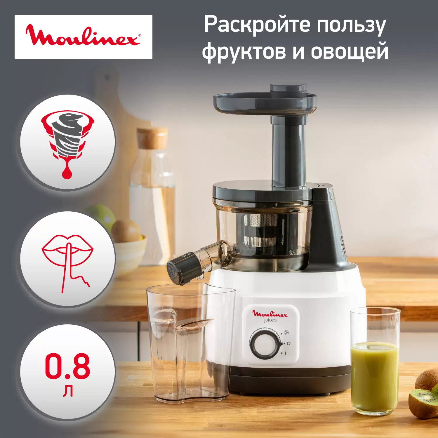 Купить Соковыжималка шнековая Moulinex Juiceo ZU150110 - Vlarnika