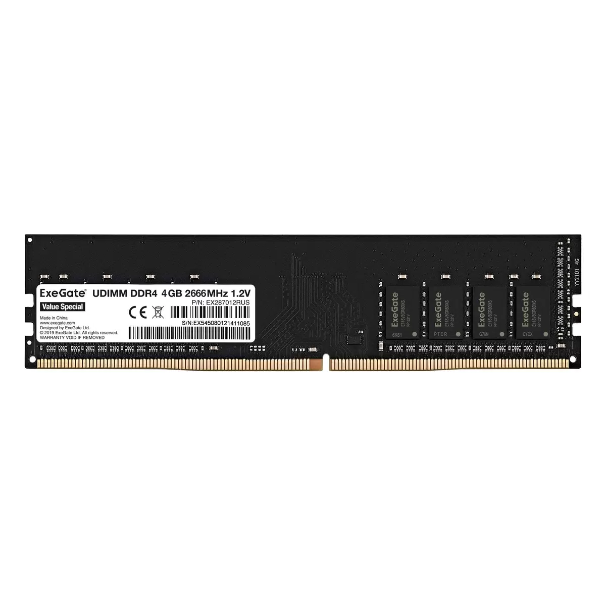 Оперативная память ExeGate Value Gen36 EX287012RUS (EX287012RUS), DDR4 1x4Gb, 2666MHz 