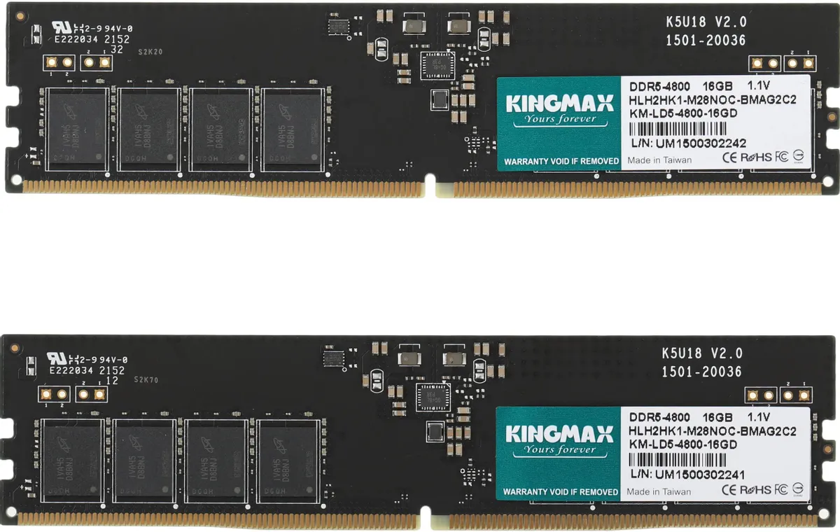 Оперативная память KINGMAX (KM-LD5-4800-32GD), DDR5 2x16Gb, 4800MHz 