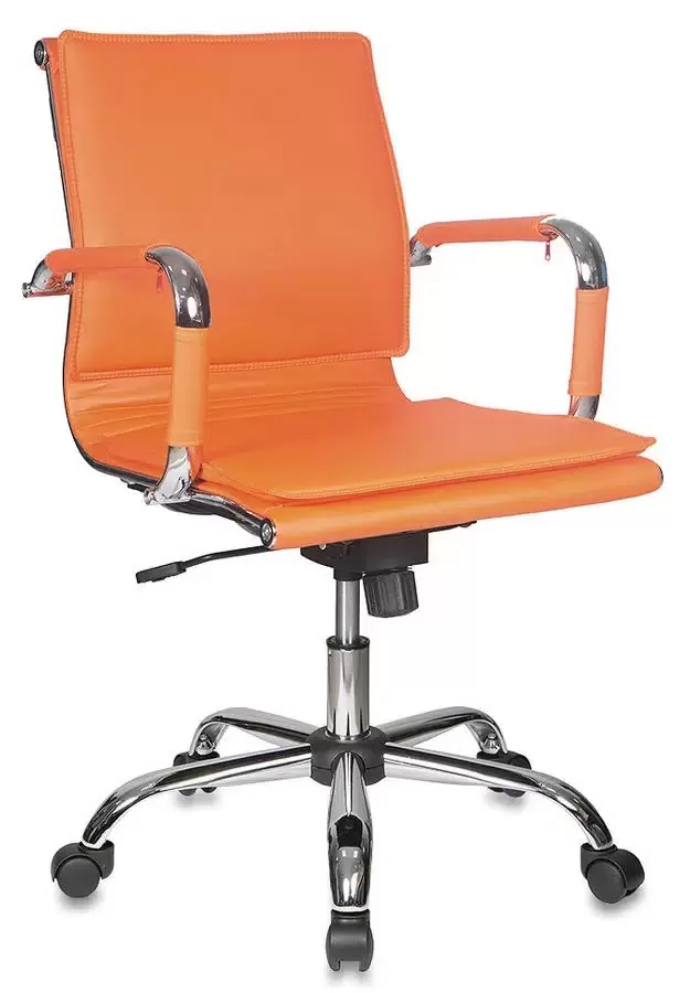 Кресло руководителя Бюрократ CH-993-Low, на колесиках, эко.кожа, оранжевый [ch-993-low/ora - VLARNIKA в Донецке