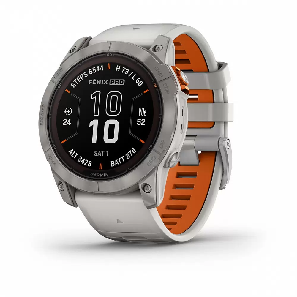 Смарт-часы Garmin Fenix 7X Pro серебристый/бежевый, оранжевый (010-02778-14) - VLARNIKA в Донецке