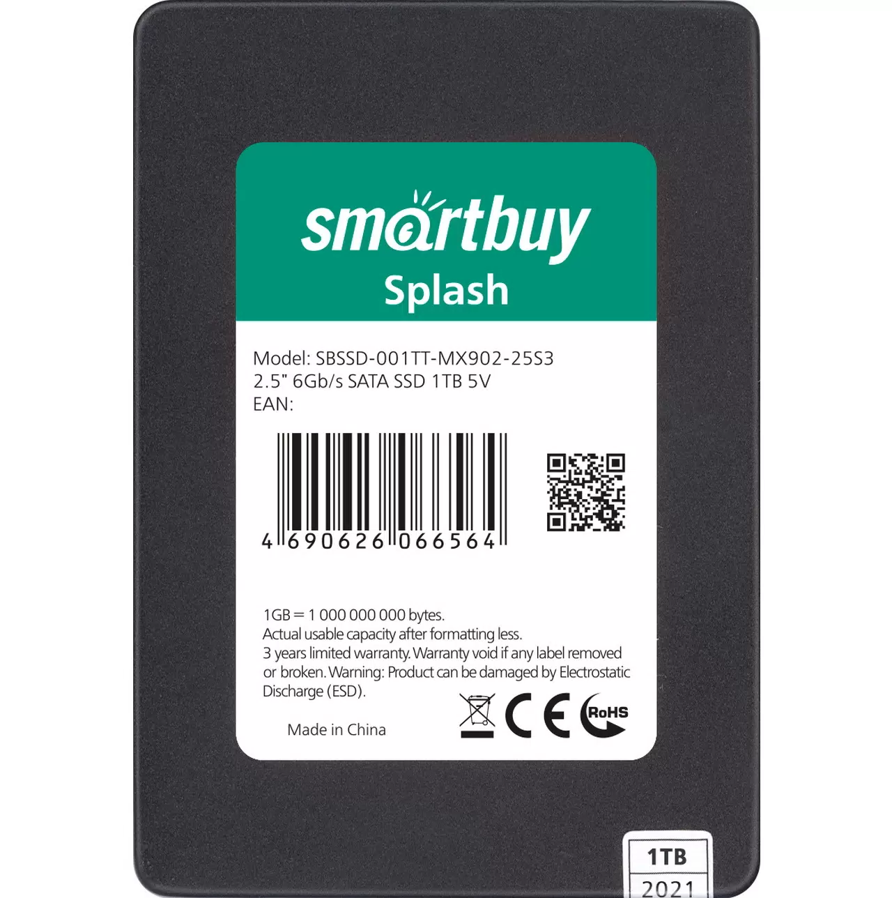 SSD накопитель SmartBuy Splash mk1 2.5" 1 ТБ (SBSSD-001TT-MX902-25S3) - VLARNIKA в Донецке