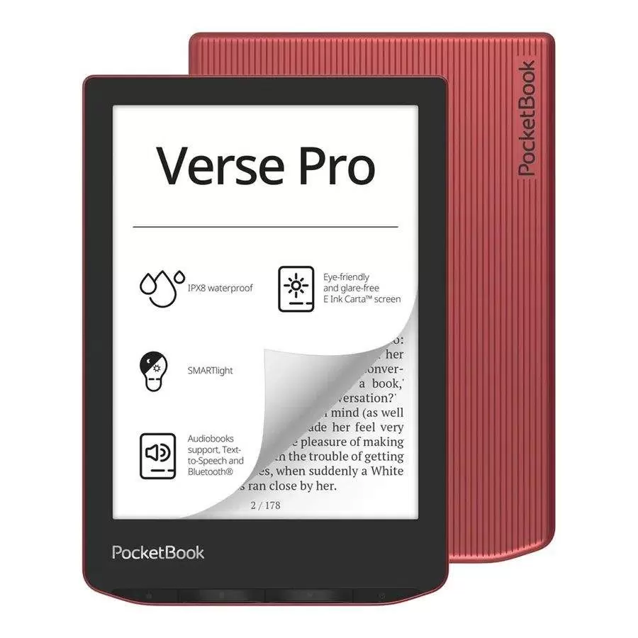 Книга электронная PocketBook 634 Verse Pro 6", E-Ink Carta HD, с подсветкой, Passion Red - VLARNIKA в Донецке