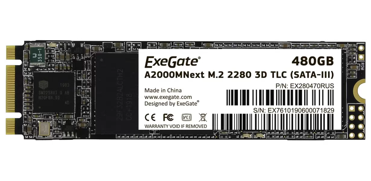 SSD накопитель ExeGate Next M.2 2280 480 ГБ (EX280470RUS) - VLARNIKA в Донецке